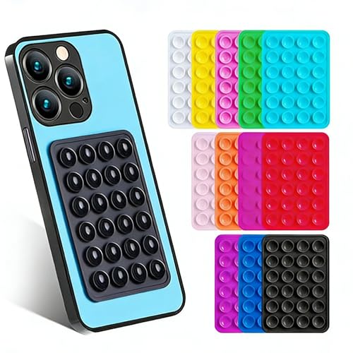 14-Pack Multicolor Silicone Suction Pads, Double-Sided Phone Holders - color: 14-Pack Silicone Suction
