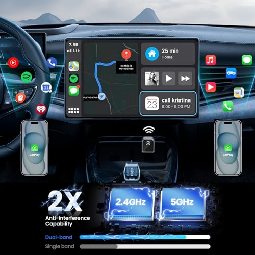 Wireless CarPlay Adapter for iPhone 2025 Upgrade, Mini Size, Convert Wired to Wireless, Plug & Play, Zero Latency, USB A & C Compatible, Works with 2015+ Cars & iPhone 6+
