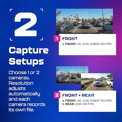 AZDOME M550 Pro 2CH Dash Cam 4K with 3.19'' Screen IR Night Vision 24H Parking Mode - Dual-Channel Dash Cam with 3.19-Inch IPS Screen - Integrated GPS - Built-in 5G WiFi - 24H Parking Monitor