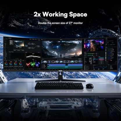49 Inch Curved Ultrawide Monitor, DQHD 5K, 165Hz | 32:9 1500R VA Display, 1ms MPRT, G-Sync & FreeSync, HDR400, 127% sRGB, Adjustable Stand, HDMI & DP, VESA, Gaming & Creating - size: 49 inch