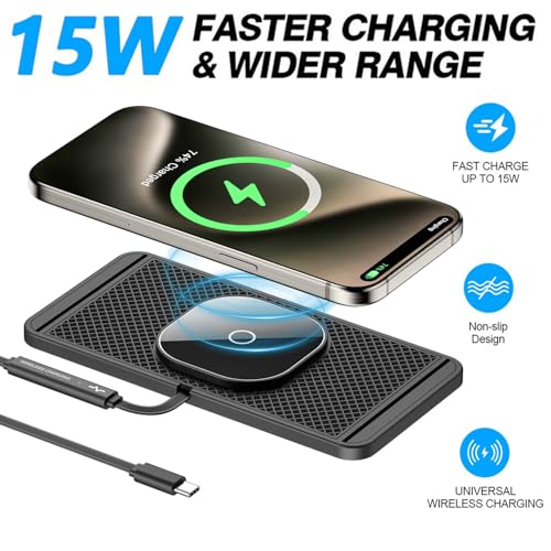 Magnetic Wireless Charger for Toyota Tacoma 2024 2025 2026 for Toyota 4Runner 2025 2026 15W Fast Wireless Car Phone Charger Pad Non-Slip Phone Holders for iPhone 17/16/15/14/13/12