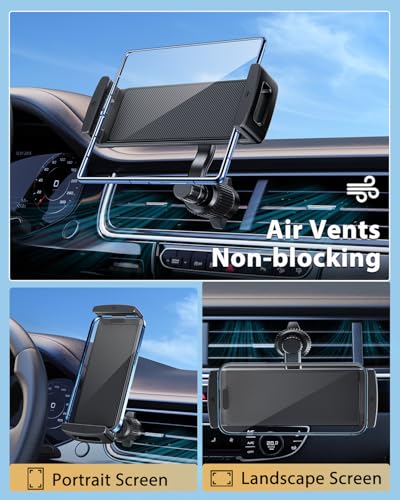 Long Arm Car Phone Mount for Samsung Galaxy Z Fold 8 Ultra 8 7 6 5 4 3 Accessories - Tablet Holder for Car Air Vent, 360° Rotatable Fit for iPad mini Pro Air Pixel Fold and More 4-12.9" Device - style: Air Vent-Long Arm