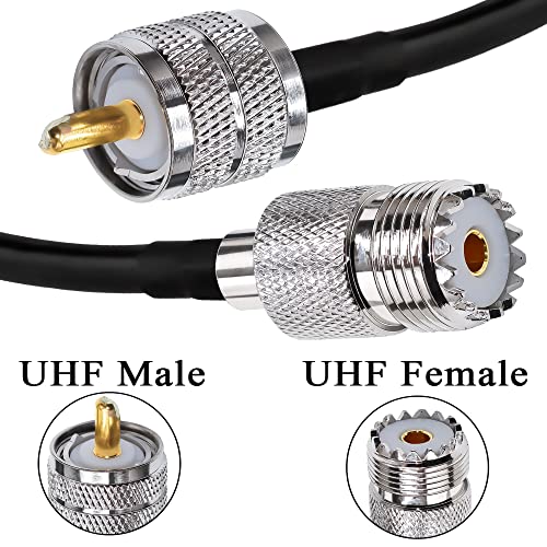 TUOLNK Coax Cable RG58 UHF Male to Female Extension Cable Low Loss CB Antenna PL-259 Jumper for CB Radio Ham Radio 32.8ft(10M) - size: 32.8ft