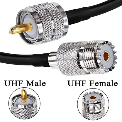 TUOLNK Coax Cable RG58 UHF Male to Female Extension Cable Low Loss CB Antenna PL-259 Jumper for CB Radio Ham Radio 32.8ft(10M) - size: 32.8ft