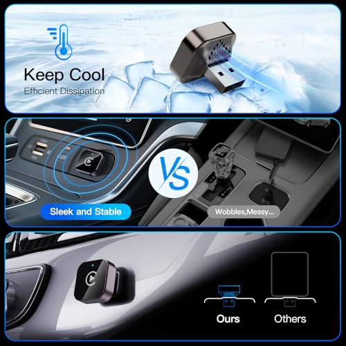 (2026 Upgraded) 2 in 1 Wireless CarPlay Adapter for Apple iPhone＆Android - color: Black