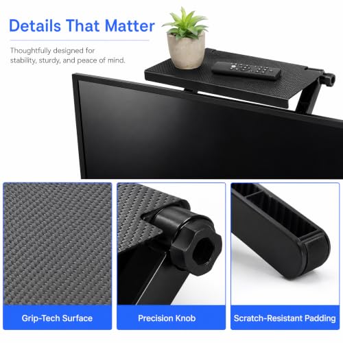 13 Inch Adjustable Screen Top Shelf Organizer for TV Computer Monitor Flat Screen, Large TV Mount Top Shelf Used To Place Soundbar Cable Box Speakers Apple TV Play-station Camera Frames Remote - size: 13-Inch