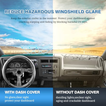 FIILINES Dash Cover for 1987-1996 Dodge Dakota, Dashboard Mat Exact Fit for Dakota Interior Accessories Dashboard Pad Carpet Dash Mat Sunshade Non-Slip Polyester Protector No Glare Black - size: For Dakota 1987-1996