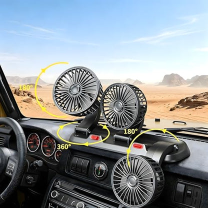 USB Triple Head Car Cooling Fan, 5V Brushless Motor, 2 Speeds, 360° Rotation, Dashboard Mount, for Cars, SUVs, Trucks, RVs & Desk Use - color: three heads-5V