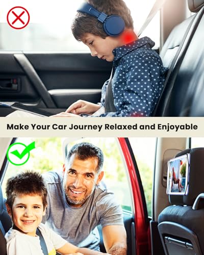 WONNIE Tablet Holder for Car, Upgraded iPad Holder for Car Mount Headrest, iPad Mount Back Seat for Kids with Anti-Slip Strap, Silicone Holding Net/Fits All 7-12.9'' Tablets - size: 1 Pack- fits 7-12.9" tablet
