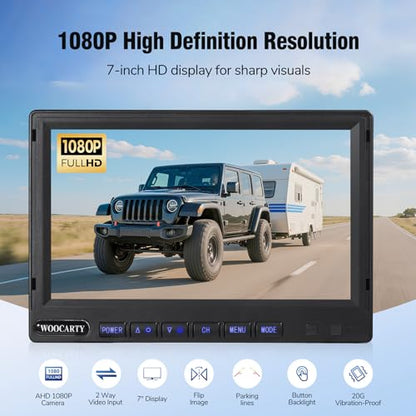 7-inch AHD1080P Wired RV Backup Camera System, IP69k Waterproof IR Night Vision Reversing Camera, Vibration-Proof 20G for Trailer/Tractors/Truck/Excavator/Skid Steer/Heavy Equipment, WY7 - size: 7" 1-Cam