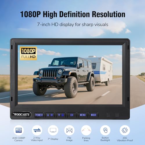 7-inch AHD1080P Wired RV Backup Camera System, IP69k Waterproof IR Night Vision Reversing Camera, Vibration-Proof 20G for Trailer/Tractors/Truck/Excavator/Skid Steer/Heavy Equipment, WY7 - size: 7" 1-Cam