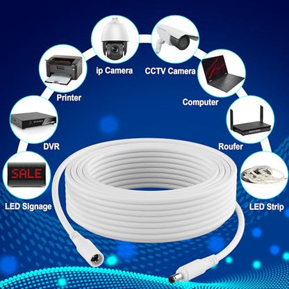 12V DC Power Extension Cable 35 FT (2-Pack), 5.5 mm x 2.1 mm 5521 Male to Female Supply Adapter Cord, Compatible with CCTV Security Camera, IP Network, DVR Standalone, LED Strip, Router, 5V 9V 12V 24V - size: 35 FT (2-Pack)