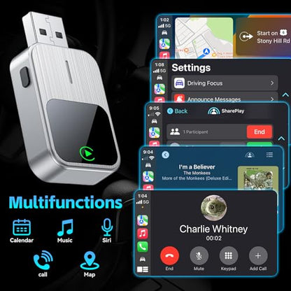 Plug and Play Wireless CarPlay Adapter for iPhone - color: silver