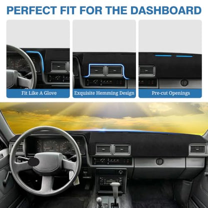 FIILINES Dash Cover for 1984-1988 Toyota 4Runner Pickup Truck, Dashboard Mat Exact Fit for 4Runner Accessories Dashboard Pad Carpet Dash Mat Sunshade Non-Slip Polyester Protector No Glare Black - size: For 4Runner 1984-1988