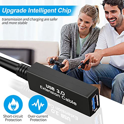 100FT USB 3.0 Active Extension Cable, USB 3.0 Extension Cord A-Male to A-Female, With High-Speed Data Signal Amplifier, Compatible With Quest 3,VR,Rift,360 Kinect,Xbox,Webcam,PS4, HD Camera or More - size: 100FT Active
