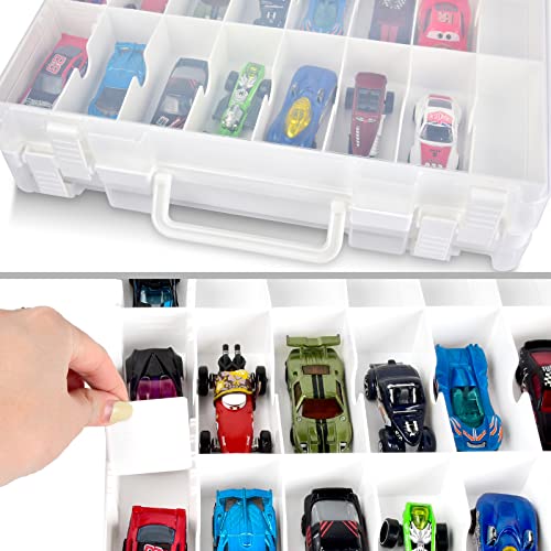 ALCYON 48-Compartment Toy Car Storage Case for Hot Wheels and for Matchbox - color: White