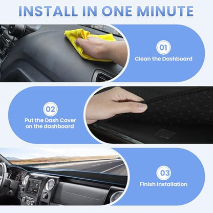 Sunsdrew Black Dash Cover for 2009-2014 Ford F150 Dashboard Cover Mat - size: 09-14 F-150Dash Cover