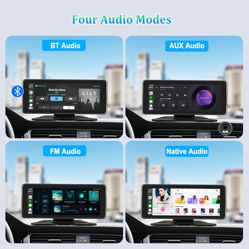 VSYSTO Car Stereo Wireless Carplay and Android Auto, 10.26" Touchscreen WiFi Truck Dash Cam with 2K Infrared Night Vision Lens Backup Camera for Semi Trailer Van Tractor RV, GPS Navigation (Black-B) - color: Black-B