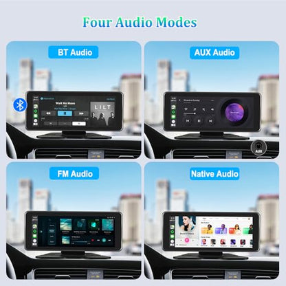 VSYSTO Car Stereo Wireless Carplay and Android Auto, 10.26" Touchscreen WiFi Truck Dash Cam with 2K Infrared Night Vision Lens Backup Camera for Semi Trailer Van Tractor RV, GPS Navigation (Black-B) - color: Black-B