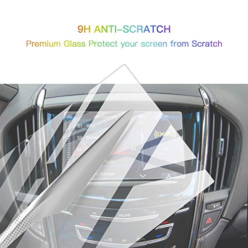 Screen Protector Foils for 2013-2019 Cadillac ATS SRX CUE infotainment interface 8In Navigation Display Tempered Glass 9H Hardness Anti Glare HD Clear LCD GPS Touch Screen Protective Film - color: 2013-2019 ATS SRX 8In