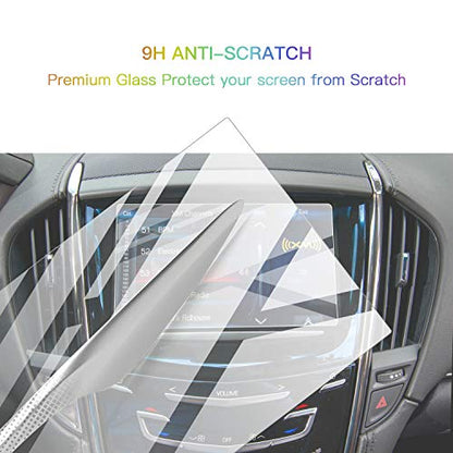 Screen Protector Foils for 2013-2019 Cadillac ATS SRX CUE infotainment interface 8In Navigation Display Tempered Glass 9H Hardness Anti Glare HD Clear LCD GPS Touch Screen Protective Film - color: 2013-2019 ATS SRX 8In