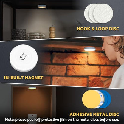 DAZZY DOT Rechargeable Puck Lights 2-Pack, Magnetic Tap Light, Warm Yellow - color: Warm Yellow