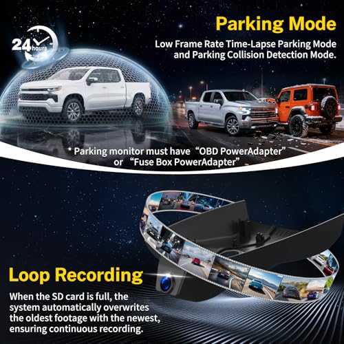 4K Dash Cam fit for Chevy Silverado 1500 2022-2026 2500 HD/3500 HD 2024-2026,WT RST LTZ Custom Trail Boss High Country ZR2(Model C),OEM Dash Camera,2160P Video HDR,5.8G WiFi&APP,GPS