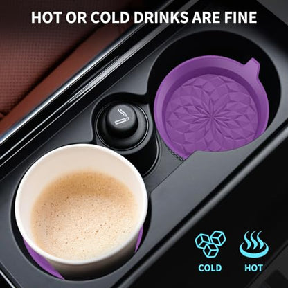ME.FAN Car Cup Coasters [4 Pack] Silicone Cars Coasters - Universal Non-Slip Recessed Interior Accessories - Cup Holder Inserts Deep Purple - color: 4pack-deep Purple