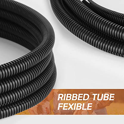 ZhiYo 20FT 3/8" Wire Loom Split Tubing Auto Wire Conduit, Black - color: Black, size: 20FT 3/8"