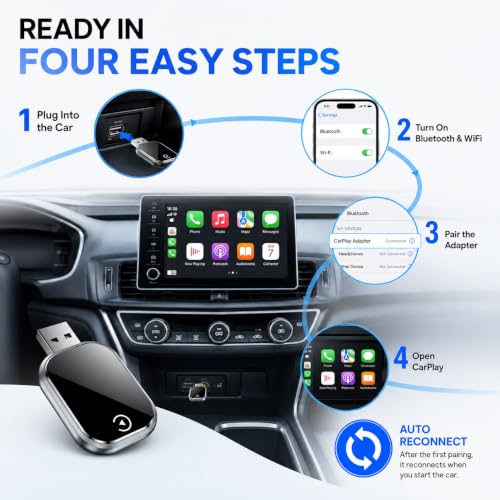 Wireless CarPlay and Android Auto Adapter for Factory Wired Systems,Silver