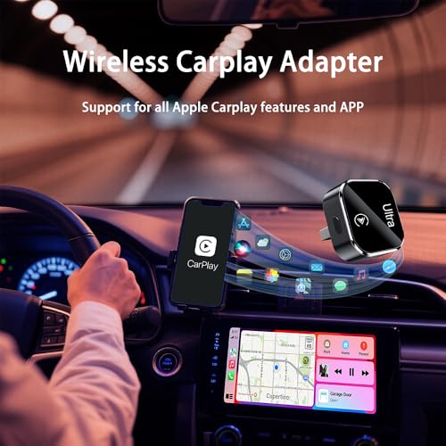 Mini CarPlay Wireless Adapter with Function Buttons, CarPlay Dongle Stick
