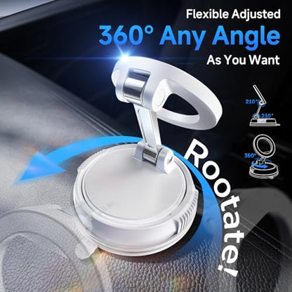 ANDERY Car Phone Holder for Magsafe [78+LBS Strongest Suction & 2400gf Strongest Magnetic] 360° Adjustable Car Phone Mount, Phone Holders for Your Car for iPhone 17-12 Pro Max Air Plus ((White) - color: White
