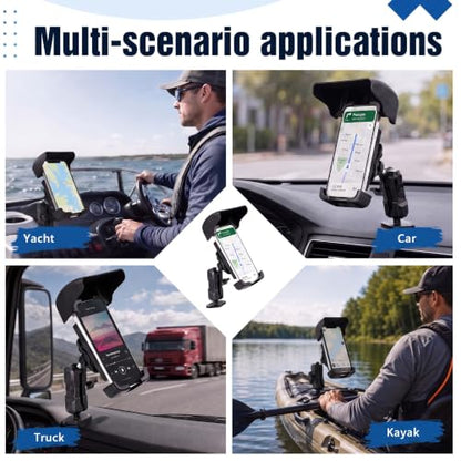 Tellegloww 1 Pack Boat Phone Holder, Vibration Dampener with Sunshade - color: Black, size: Vibration Dampener, with Sunshade