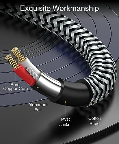 BlueRigger 3.5mm to RCA Audio Cable (15FT, RCA Male to Aux Audio, Braided, Headphone Jack Adapter, Metal Shell) - for Phones, Amplifiers, Tablets, Home Theater, Speakers, HDTV - size: 15FT, style: Regular