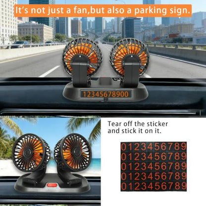Dual Head 24V Car Cooling Fan, 360° Rotatable Dashboard Fan with 2 Speed Adjustable, Cigarette Lighter Plug Heavy Duty Truck Fan for Semi Truck, Bus, Tractor, Van, School Bus - color: 24V
