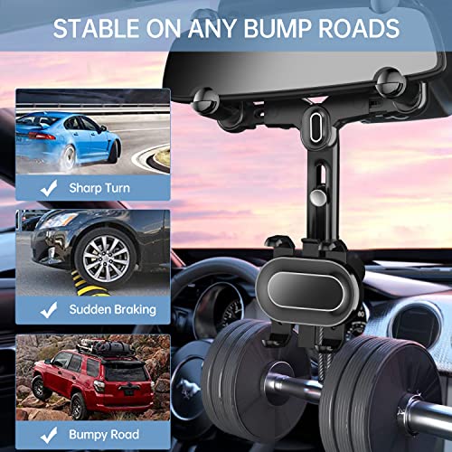WUITIN Rearview Mirror Phone Holder for Car,360°Rotatable and Retractable Multifunctional Rear View Mirror Phone Holder,Four Corners Fixed Anti-Shake Design,for All Mobile Phones and All Car - style: 22 Design