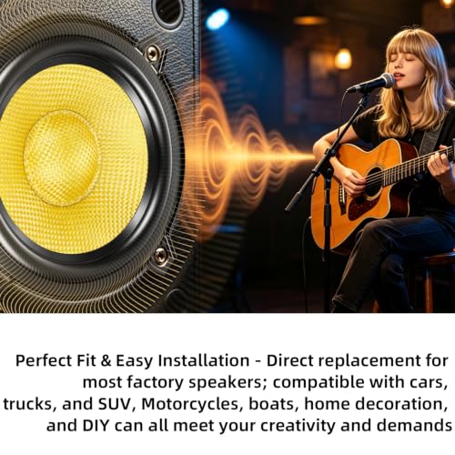 5.25" Speakers 600W Glass Fiber Cone Woofer 5 Inch Speaker Car Audio - color: 5in yellow