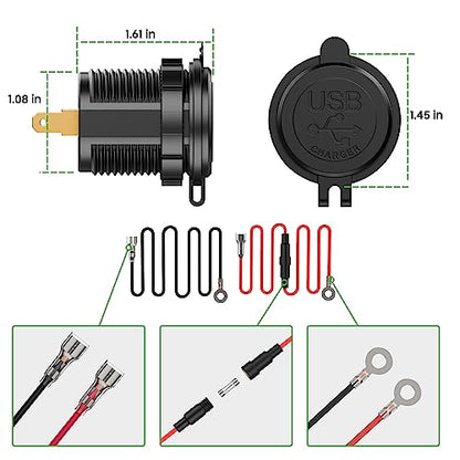 10L0L 12V Dual USB Outlet Quick Charge 3.0 for Golf Cart UTV ATV Boat Truck - color: Dual USB