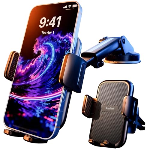 NO.1 Best【Fixed Integrated 122lb】Military-Grade Car Phone Holders Windshield Dashboard Vent【Upgraded Suction & Clip】Cell Phone Mount with Patent & Safety Certs for iPhone 17 Pro Max 16 15 Samsung