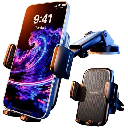 NO.1 Best【Fixed Integrated 122lb】Military-Grade Car Phone Holders Windshield Dashboard Vent【Upgraded Suction & Clip】Cell Phone Mount with Patent & Safety Certs for iPhone 17 Pro Max 16 15 Samsung