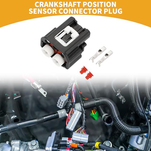 2 Pin Crankshaft Position Sensor Connector Plug - Car Female Wire Terminal Connector - for Toyota Camry Highlander Plastic Black - 1 Set