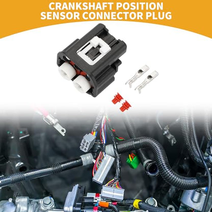 2 Pin Crankshaft Position Sensor Connector Plug - Car Female Wire Terminal Connector - for Toyota Camry Highlander Plastic Black - 1 Set