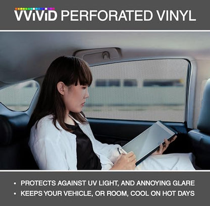 VViViD Black Perforated One-Way Vision Vinyl Automotive Window Wrap Roll (1.5ft x 4ft) - size: 1.5ft x 4ft
