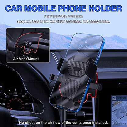 Karltys Car Phone Holder Mount for Ford F150 2021 2022-2025 2026, Dash Air Vent Cell Phone Holder Mount for 2025 F-150, Hands Free Phone Cradle Stand for All iPhone Android Smartphones - size: 21-23 F-150 Phone Holder