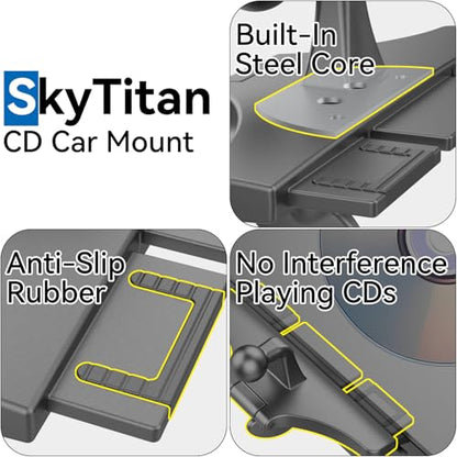 CD Slot Car Mount for Portable CarPlay Screens with Extension Arm, Adjustable Angles, Low Profile, Integrated Mounting Solution for in-Car Android Display Monitors (4-Tab Bracket Mount) - style: 4-Tab Bracket Mount Pro