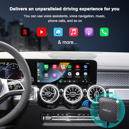 Wireless CarPlayBox with Netflix/YouTube/TF Card Slot Convert Wired CarPlay to Wireless Adapter for 2017 and Above Original Wired CarPlay Car