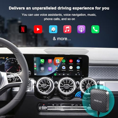 Wireless CarPlayBox with Netflix/YouTube/TF Card Slot Convert Wired CarPlay to Wireless Adapter for 2017 and Above Original Wired CarPlay Car
