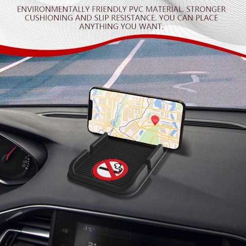 Car Dashboard Anti-Slip Mat Cell Phone Holder, Double-Groove Sticky Gel Pad with Number Plate, Multifunctional Car Dash Storage Mat for Navigation Smartphone Sunglass Keys (Black/No Smoking) - color: Black/No Smoking