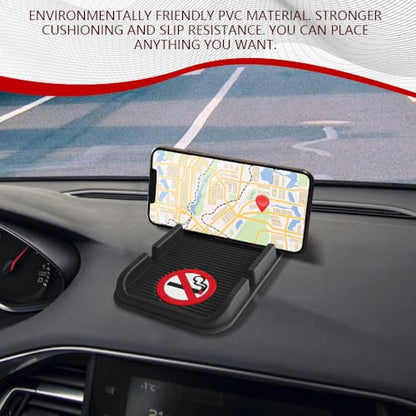 Car Dashboard Anti-Slip Mat Cell Phone Holder, Double-Groove Sticky Gel Pad with Number Plate, Multifunctional Car Dash Storage Mat for Navigation Smartphone Sunglass Keys (Black/No Smoking) - color: Black/No Smoking