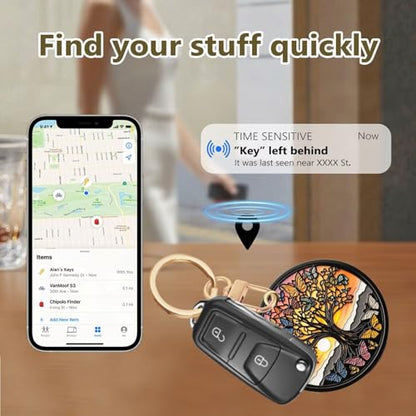 Butterfly Tree Of Life Leather Keychain Case Holder,GPS Tacker With Keychain Ring,Access Card Scratch-Resistant,Finders Accessories For Pets, Luggage, Wallet, Backpacks - color: Butterfly Tree of Life
